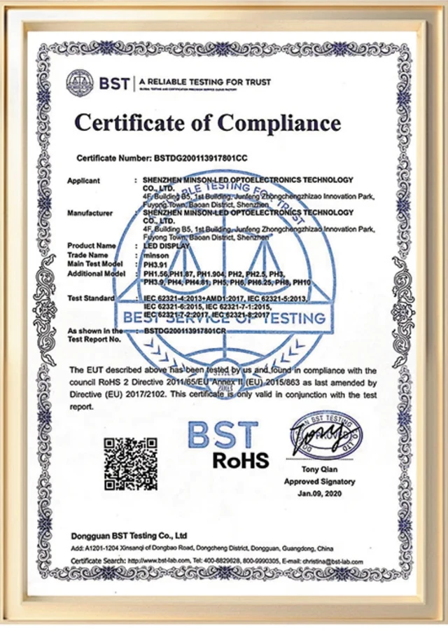 RoHS certificate reproduction from supplier catalogue, PDF page 8