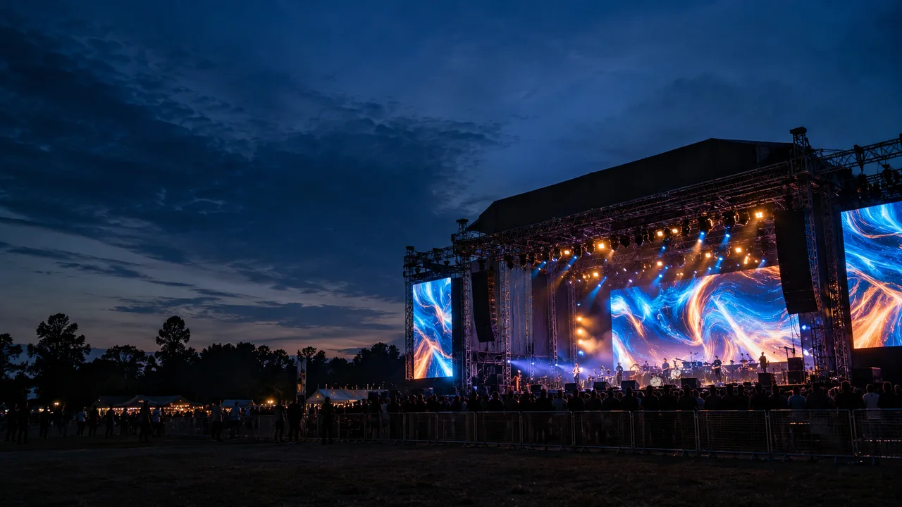 Festival stage backdrop — AI-generated illustrative image