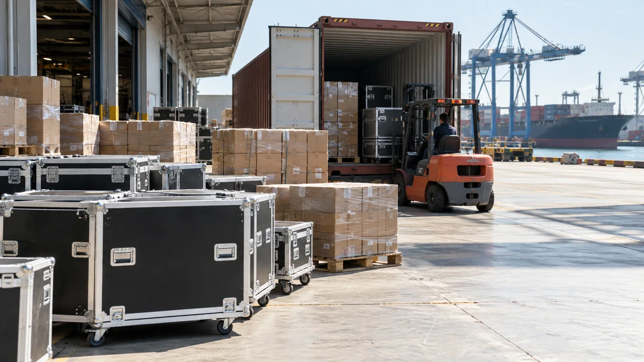 Export packing and container loading — AI-generated illustrative image