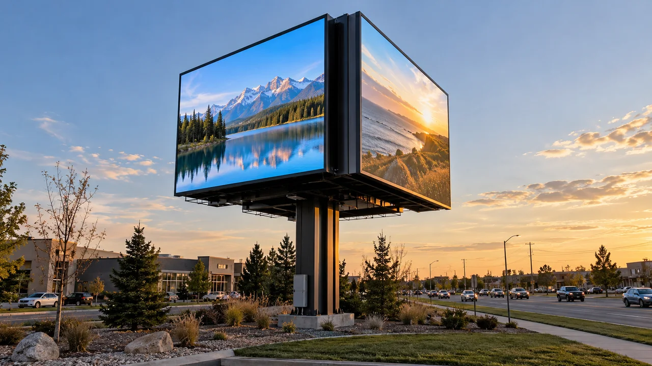 Roadside digital billboard — AI-generated illustrative image