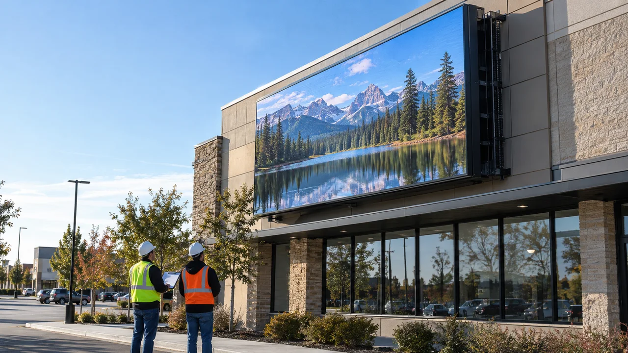 Before you specify an outdoor LED display — AI-generated illustrative image
